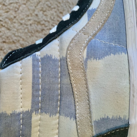 ❣️❣️SOLD❣️❣️HIGH TOP Black Suede LBLUE /WHITE SQUARES Canvas Men- 7 Women-8.5 - Picture 11 of 14